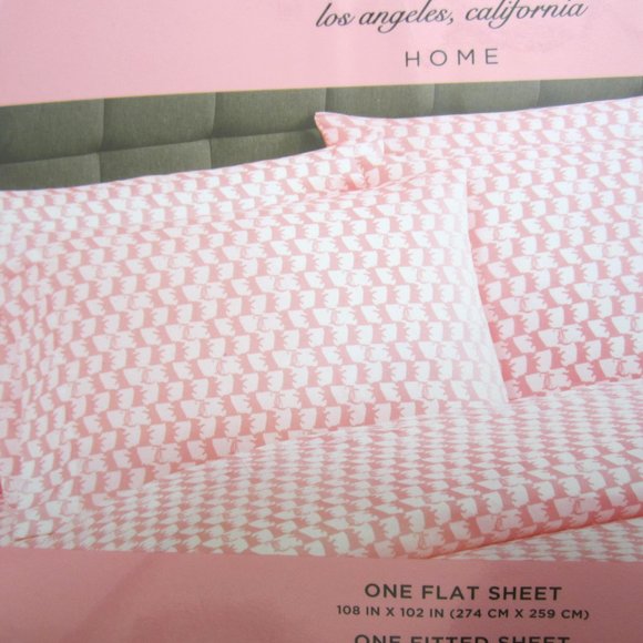Juicy Couture Dog Pink White King Sheet Set